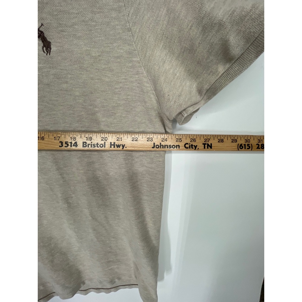 Polo Ralph Lauren Mens Shirt XXL Custom Slim Fit Tan‎ Heather Pony Logo - Picture 4 of 8